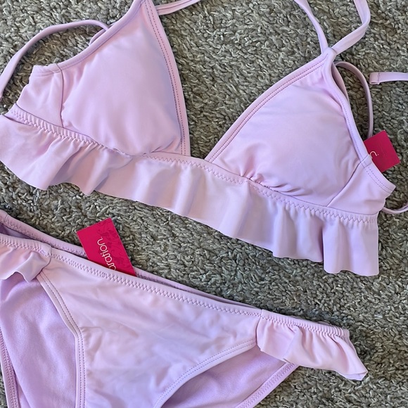 NWT Xhilaration Lavender Bikini SET - Triangle Top + Ruffle Cheeky Bikini Bottom - Picture 6 of 6